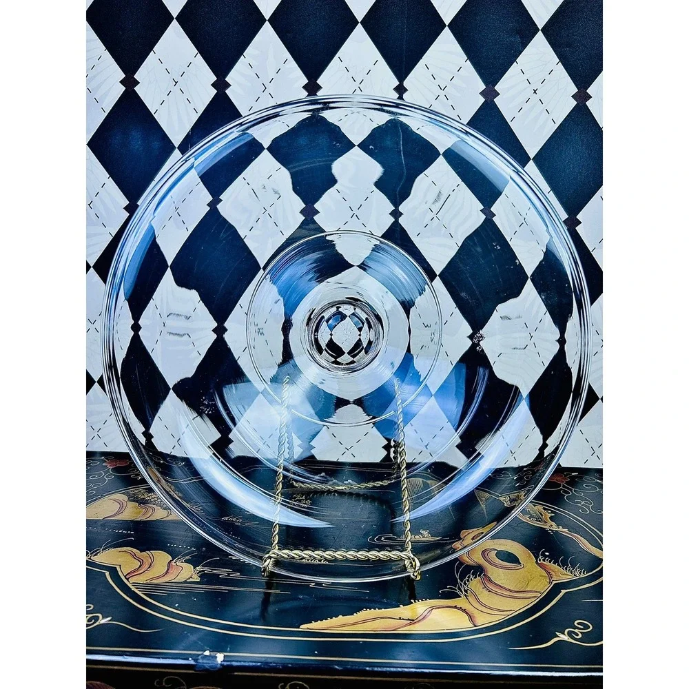 Vintage Wide 12 Inch Clear Glass Centerpiece Bowl‎ Pedestal Compote